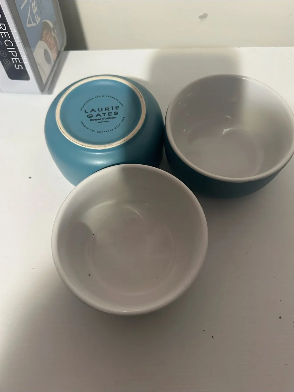 Laurie Gates Teal Ceramic small Bowls - Set of 3